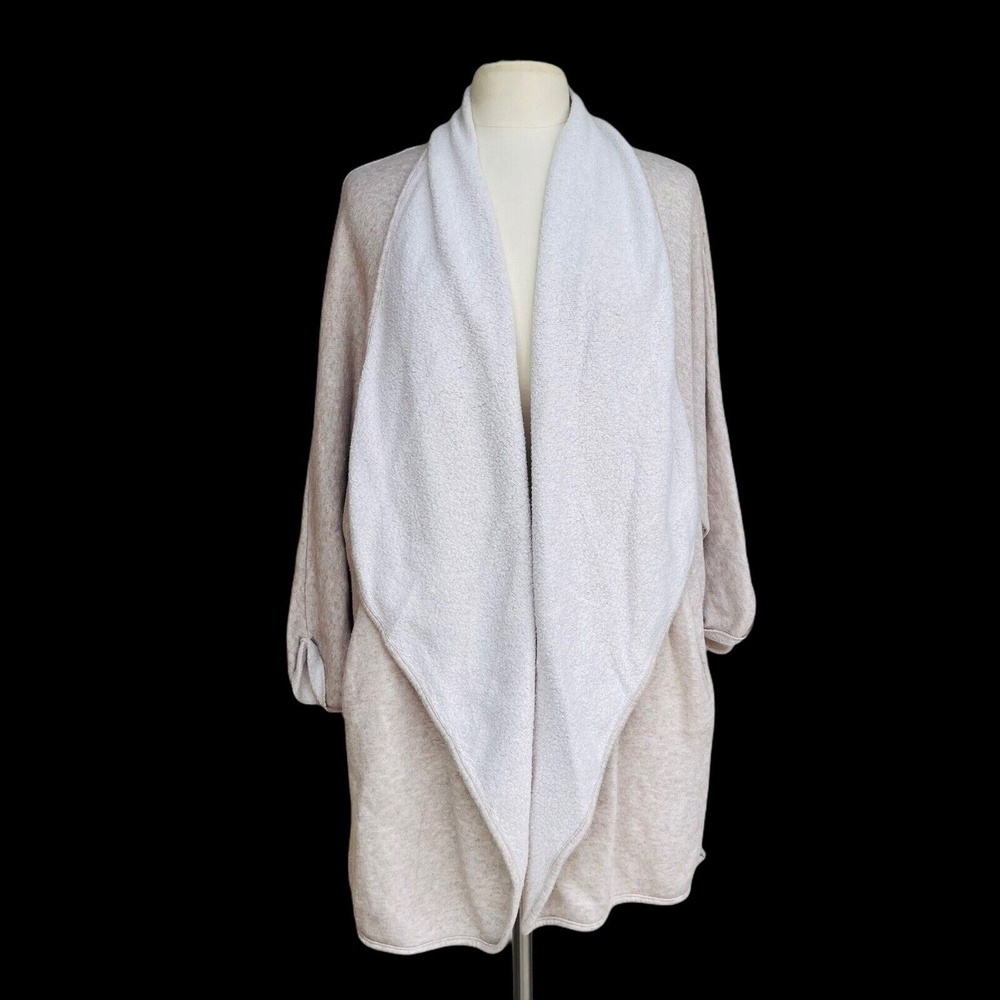 DKNY Size M Oat Open Front Long Sleeve Fleece Lining Cardigan